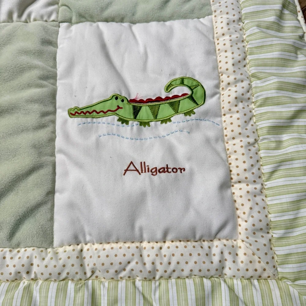 Kidsline Zanzibar Giraffe Alligator Turtle Lion Elephant Baby BlanketGreen 43x35